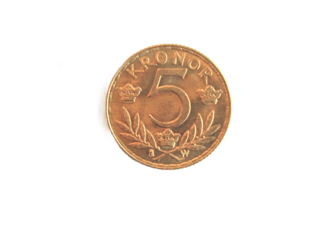  Schweden: Gustav V., 5 Kronen 1920, Gold, kleines Prachtexemplar, siehe Bilder!   