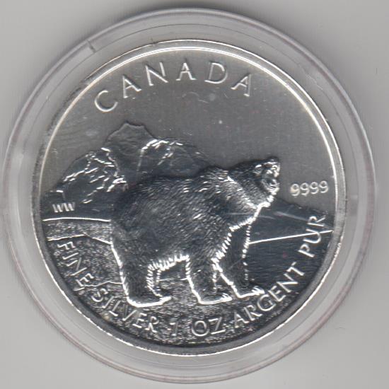  Kanada, Wildlife, Grizzly Bär 2011, 1 unze oz Silber   