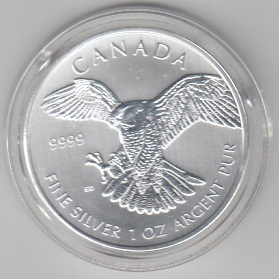  Kanada, Birds of Prey, Wander Falke 2014, 1 unze oz Silber   