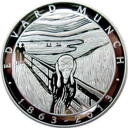  Niue: 1 Dollar 2013 auf Edvard Munch, 31,1 gr. 925er Silber, KM# 666 SEHR SELTEN, nur 2000 Exemplare   