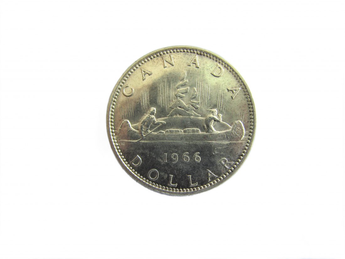 Canada: Elisabeth II., 1 Dollar 1966, Kanu, 23,30 gr. 800 er Silber   