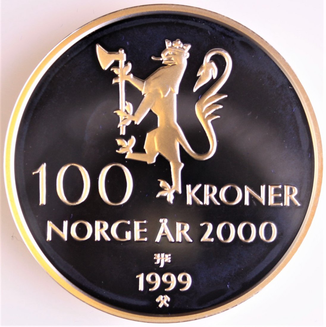  Norwegen: Harald V., 100 Kroner 1999 a.d. Jahrtausendwende, pp in Kapsel mit Etui & Zertifikat!   