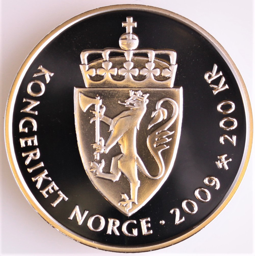  Norwegen, Harald V., 200 Kr. 2009 auf K. Hamsun, SELTEN, pp nur 16.300 Ex.!!, 16,85 gr. AG (925er)   