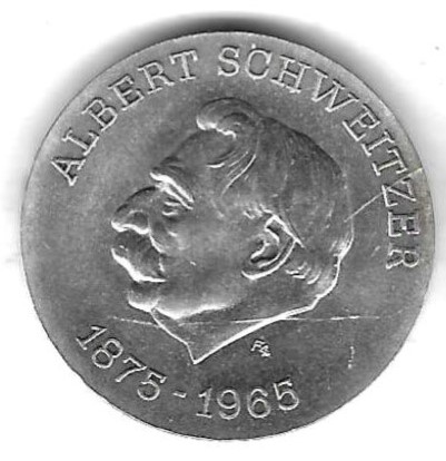  DDR 10 Mark 1975, Albert Schweitzer, Silber 17 gr. 0,625, BU, siehe Scan unten   