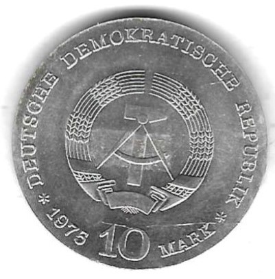  DDR 10 Mark 1975, Albert Schweitzer, Silber 17 gr. 0,625, BU, siehe Scan unten   