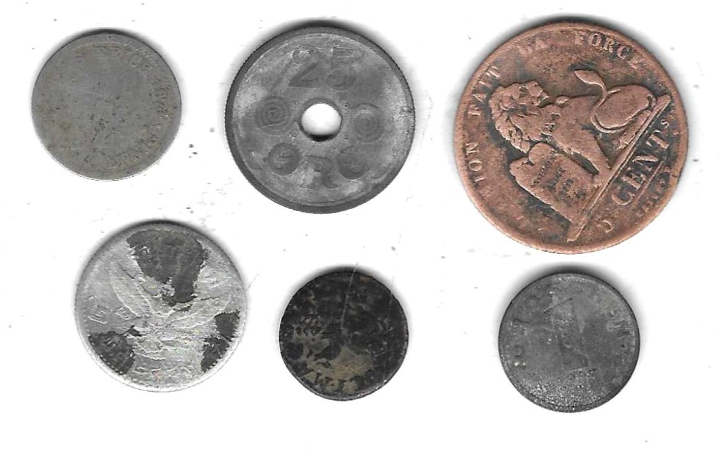  Schlecht erhaltene 6 Münzen, Euinzelaufstellung und Scan siehe unten   