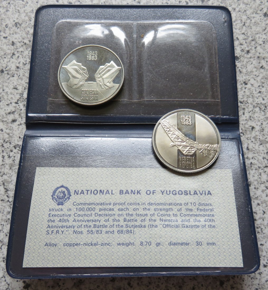  Jugoslawien 10 Dinar 1983, 2 Stück   