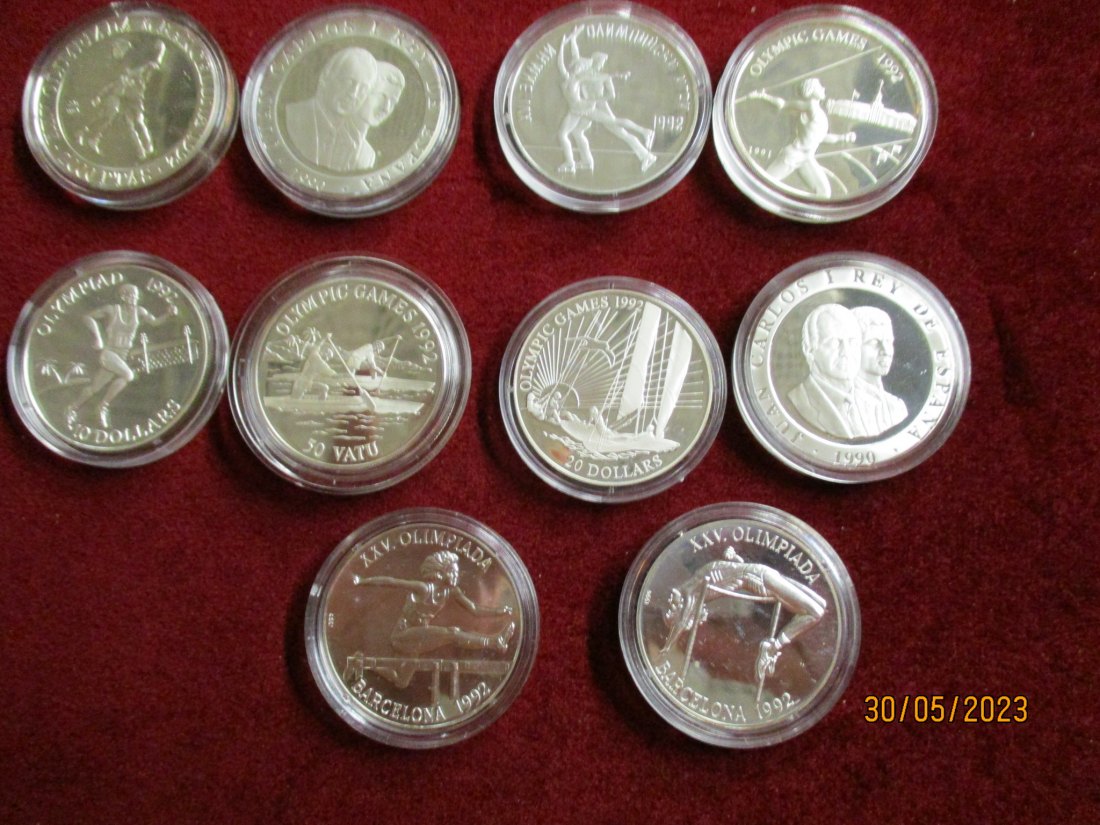  Lot Sammlung Münzen Olympische Spiele Silbermünzen 925er Silber /1   