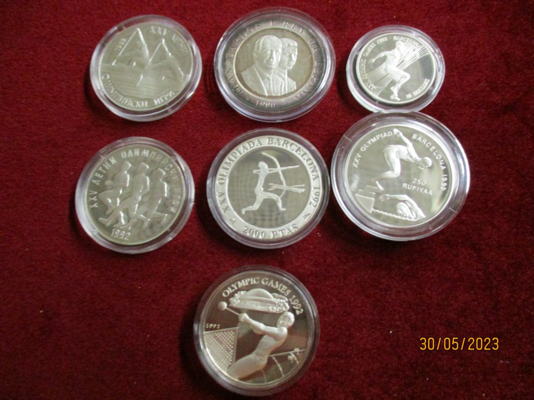  Lot Sammlung Münzen Olympische Spiele Silbermünzen 925er Silber /3   