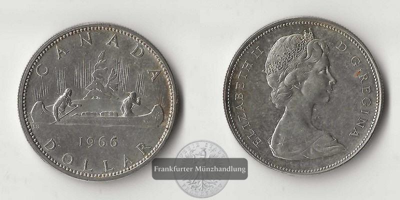  Kanada 1 Dollar  1966  Voyageur   FM-Frankfurt    Feinsilber: 18,65g   