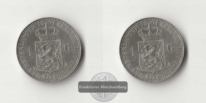  Niederlande,  1 Gulden   1901   Königin Wilhelmina     FM-Frankfurt  Feinsilber: 9,45g   