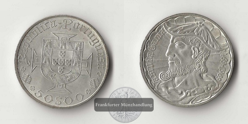  Portugal  50 Escudos  1969  500th Vasco da Gama   FM-Frankfurt  Feingewicht: 11,7g Silber   