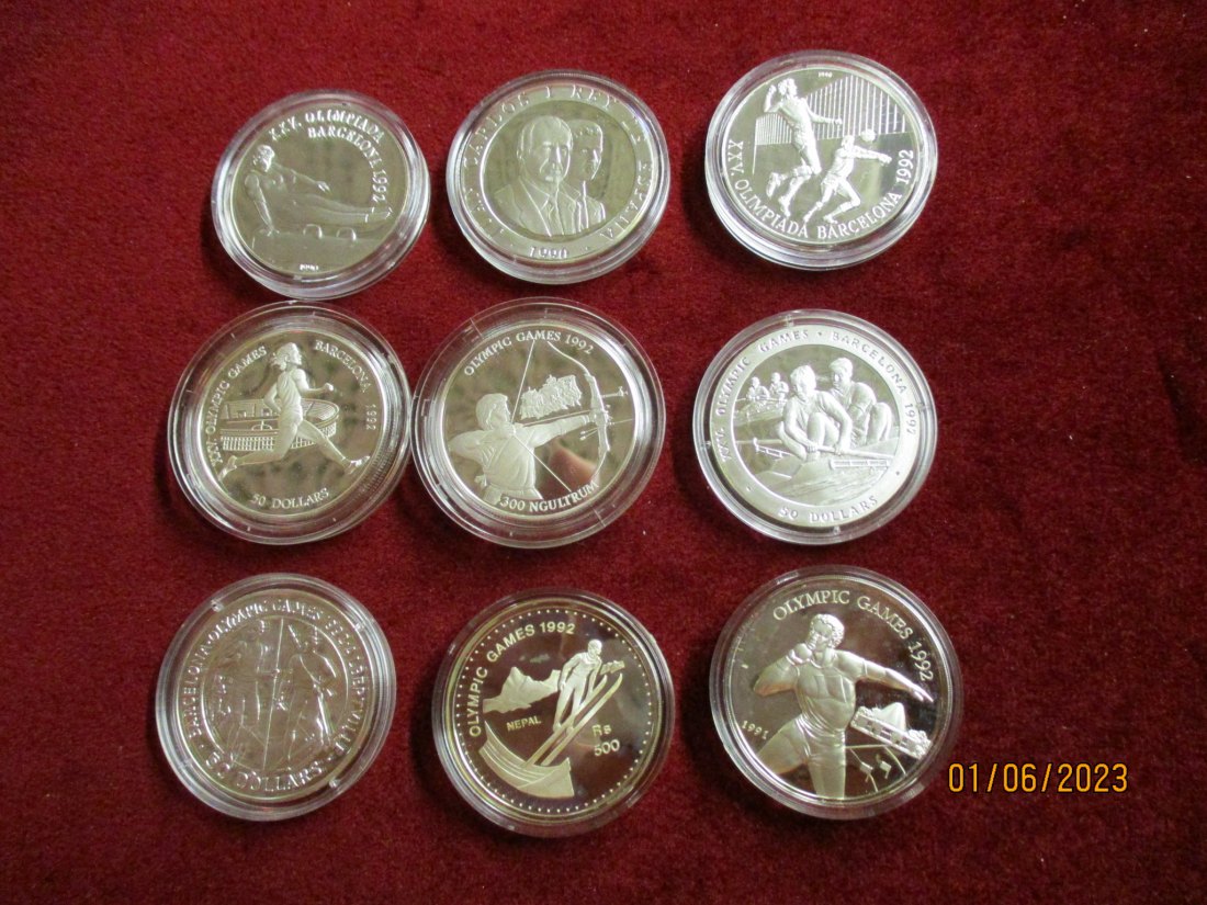 Lot Sammlung Münzen Olympische Spiele Silbermünzen 925er Silber /4   
