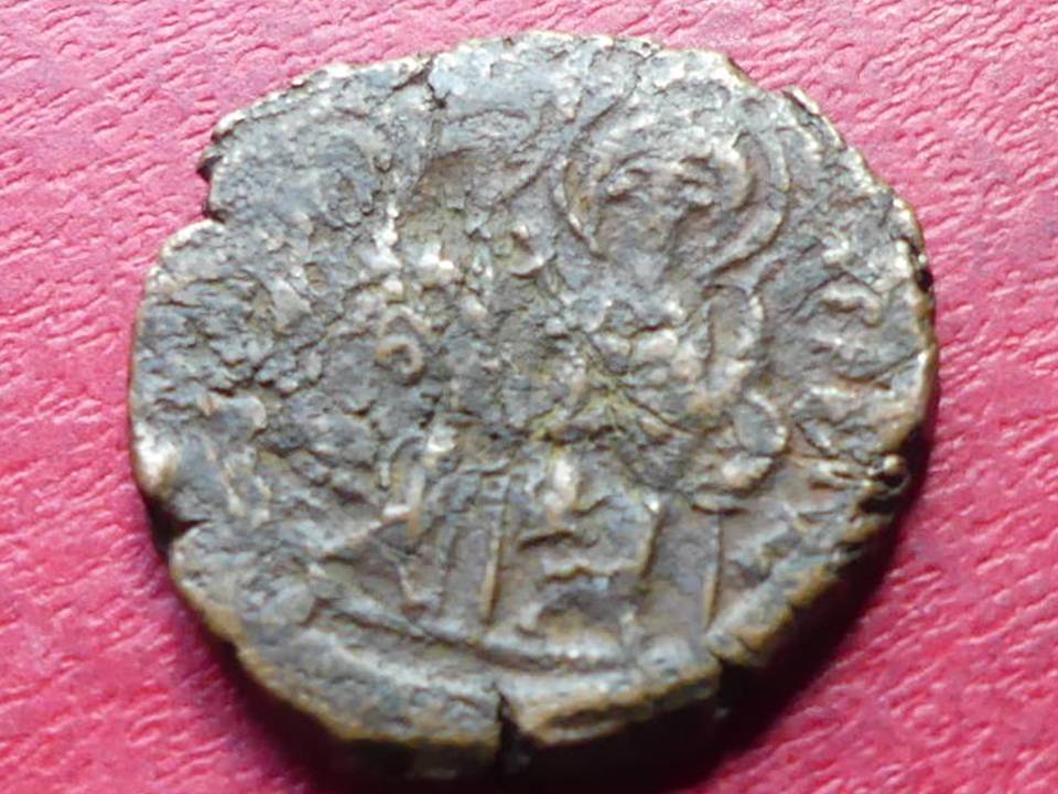  Antike römische(?) oder mittelalterliche Münze „Anno M“, 12 g, 30 mm Durchmesser.   