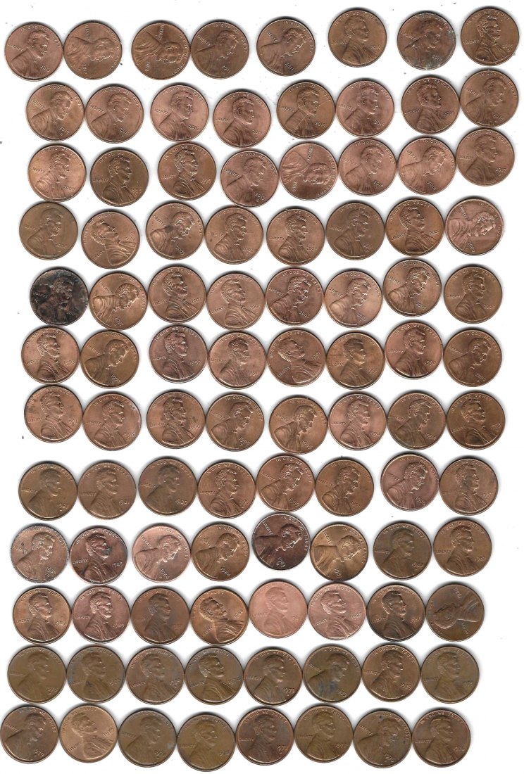  USA 96 verschiedene 1 Cent, vorwiegend Stempelglanz, Einzelaufstellung und Scan siehe unten   