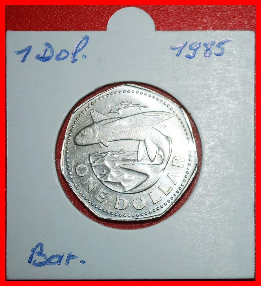  * GREAT BRITAIN FISH (1973-1986): BARBADOS ★ 1 DOLLAR 1985! IN HOLDER ★ LOW START ★ NO RESERVE!   