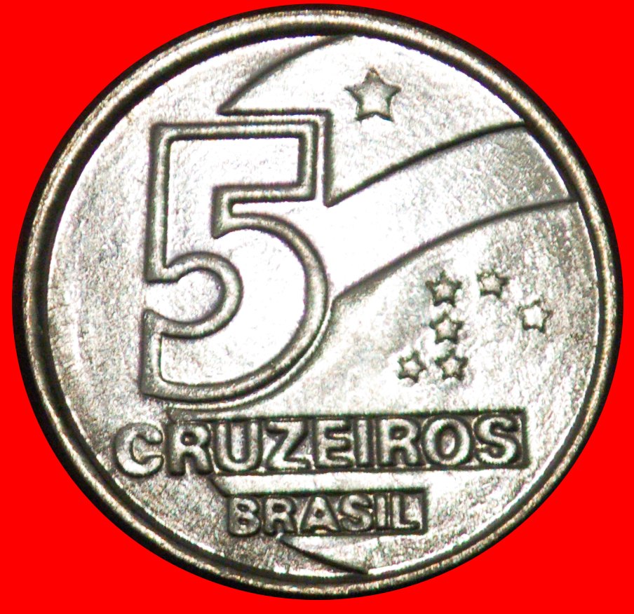  * SOUTHERN CROSS (1990-1992): BRAZIL ★ 5 CRUZEIROS 1991 MINT LUSTRE UNCOMMON★LOW START ★ NO RESERVE!   