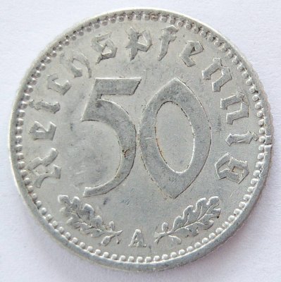  Deutsches Reich 50 Reichspfennig 1943 A Alu ss-vz   
