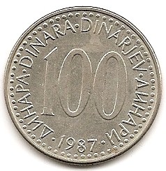  Jugoslawien 100 Dinara 1987 #154   
