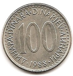  Jugoslawien 100 Dinara 1988 #154   