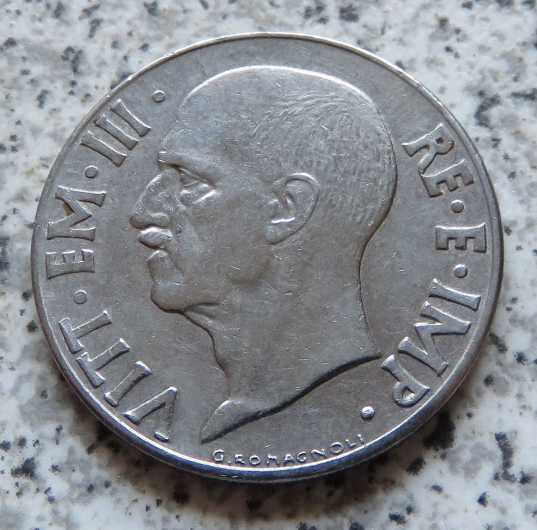 Italien 20 Centesimi 1940 R, magnetisch, Riffelrand   