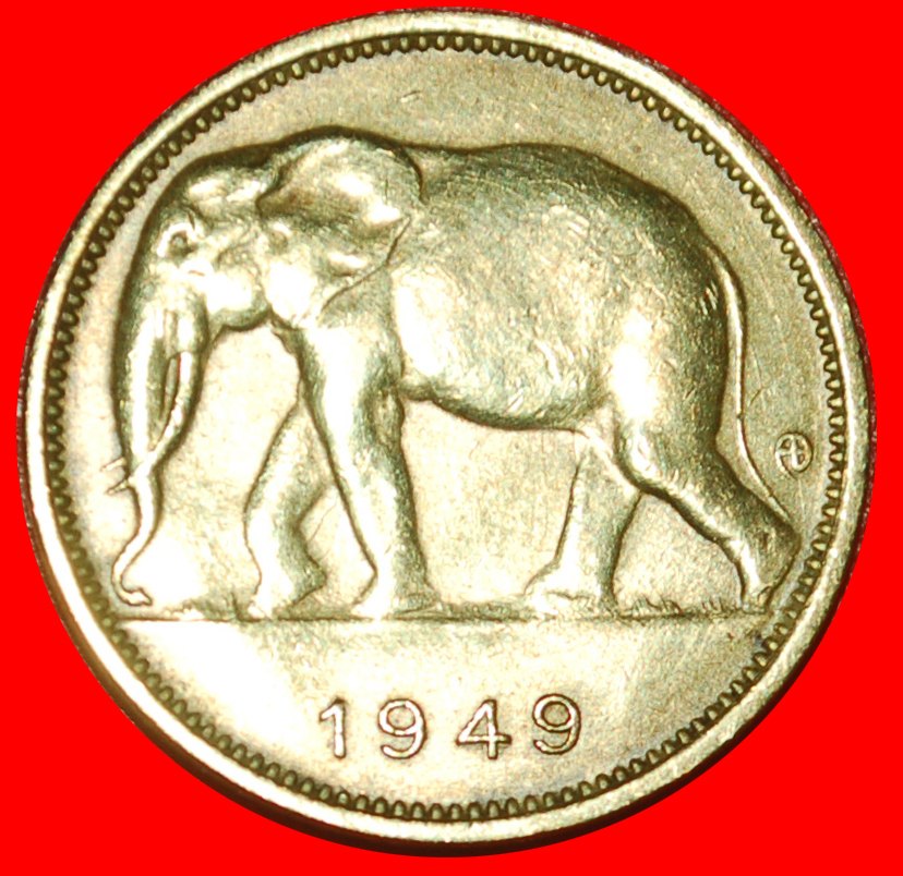  * SOUTH AFRICA ELEPHANT (1944-1949): BELGIAN CONGO ★ 1 FRANC 1949 UNCOMMON! LOW START ★ NO RESERVE!   