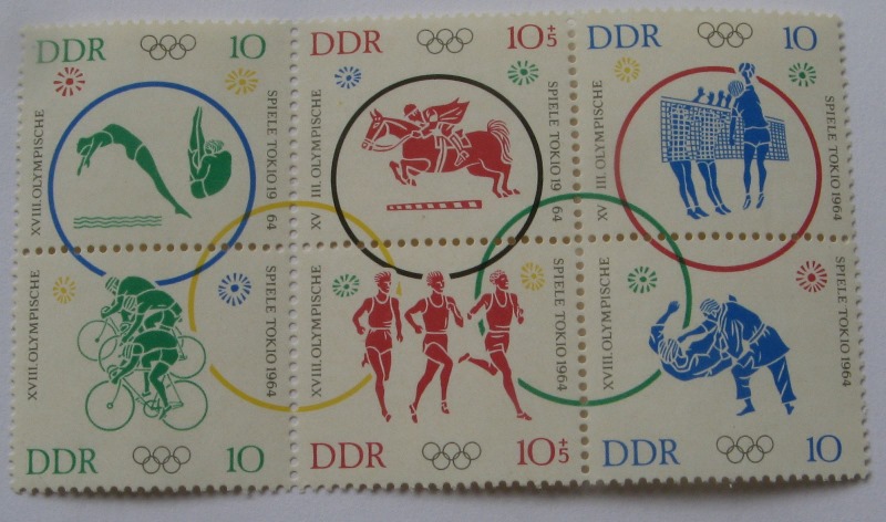  1964, Germany (Democratic Republic), philatelic sheet: Olympic Games Tokyo, MHN, Se-tenant   