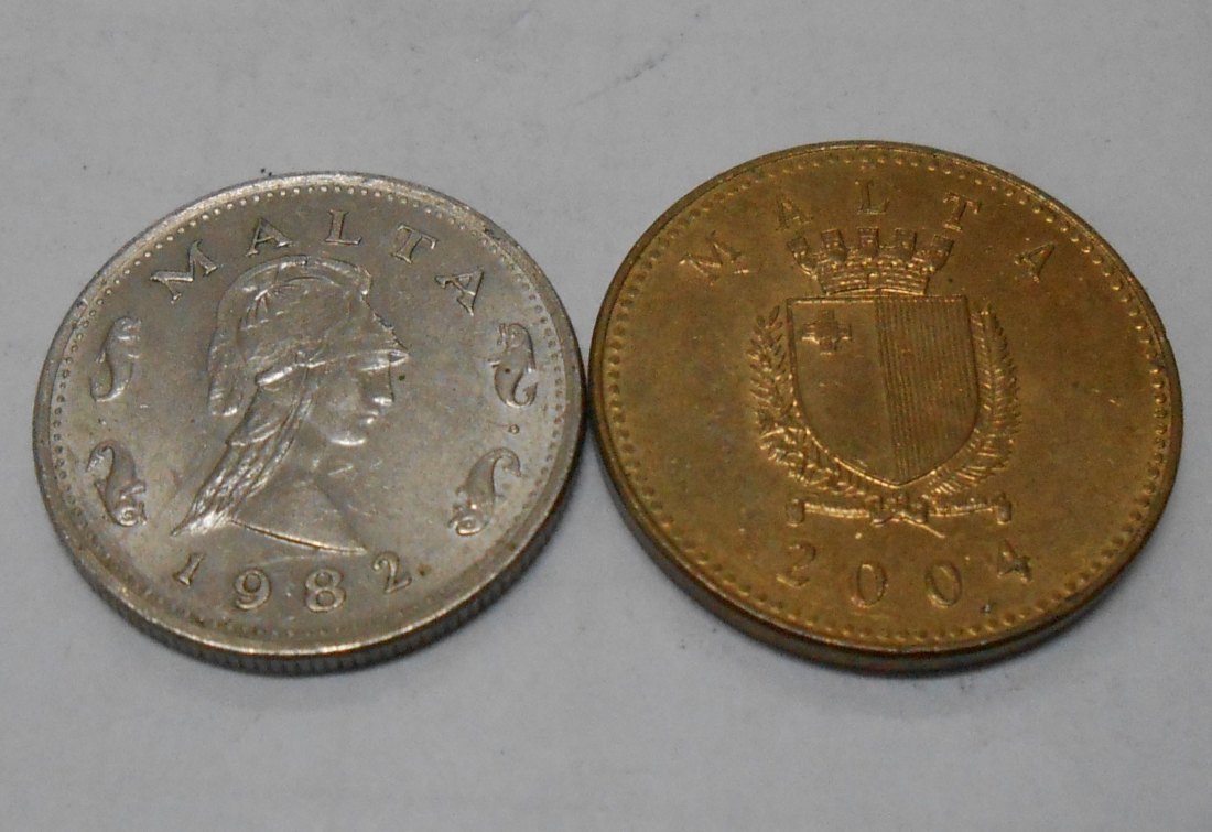  M.33.Malta, 2er Lot, 1 Cent 2004 und 2 Cents 1982   