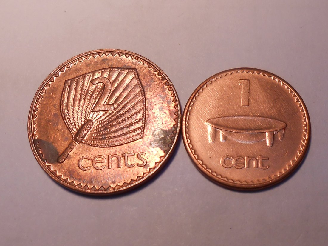  M.110. Fidschi, 2er Lot, 1 Cent 1999, 2 Cent 1992 (KM# 49a, KM# 50a)   