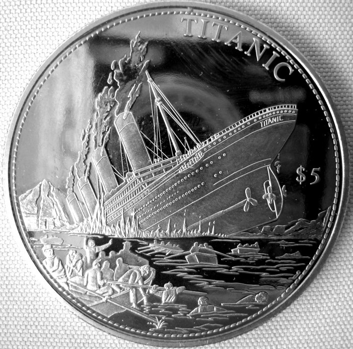  Liberia, 5 Dollar 2000, Titanic, 40 mm, 26,6 g, CuNi, PP   