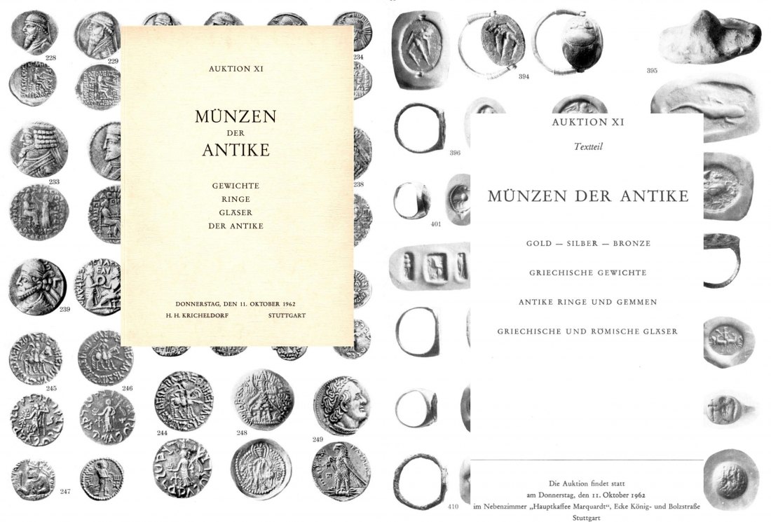  Kricheldorf (Stuttgart) 11 1962 Münzen der Antike / Gewichte ,Ringe ,Gläser der Antike   