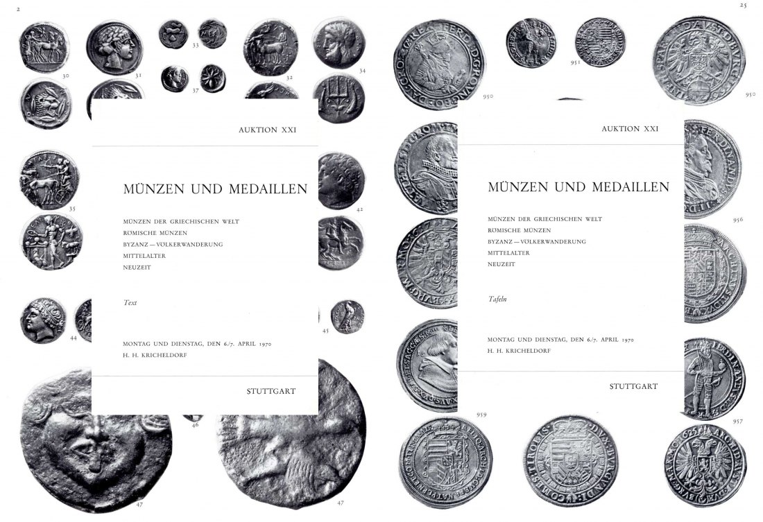  Kricheldorf (Stuttgart) 21 1970 Münzen der Antike ,Mittelalter und Neuzeit / Text & Tafel Band   
