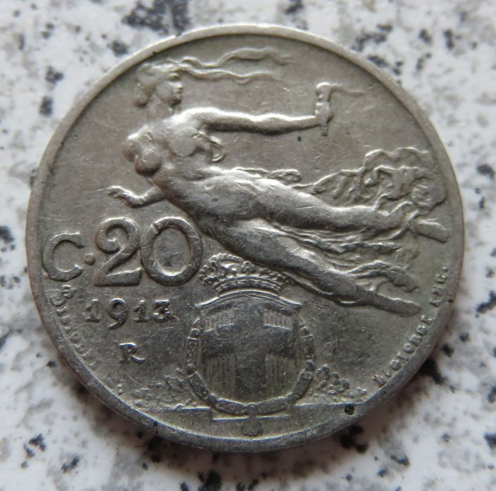  Italien 20 Centesimi 1913 R   