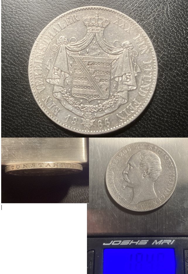  Altdeutschland - 1 Taler 1866 Sachsen Meiningen - Silbermünze   