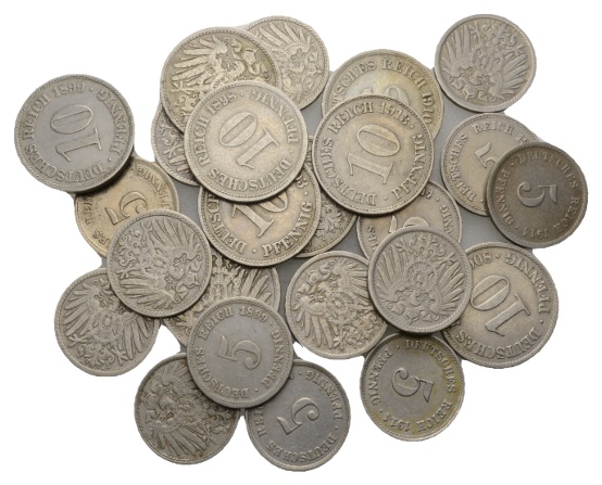  Kaiserreich; Lot; 26 Kleinmünzen   