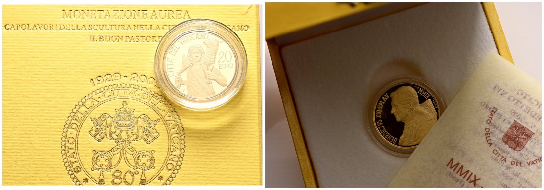PEUS 1568 Vatikan 5,5 g Feingold. Meisterwerke - Der gute Hirte incl. Etui, Zertifikat und Verpackung 20 Euro GOLD 2009 R Proof (in Kapsel)