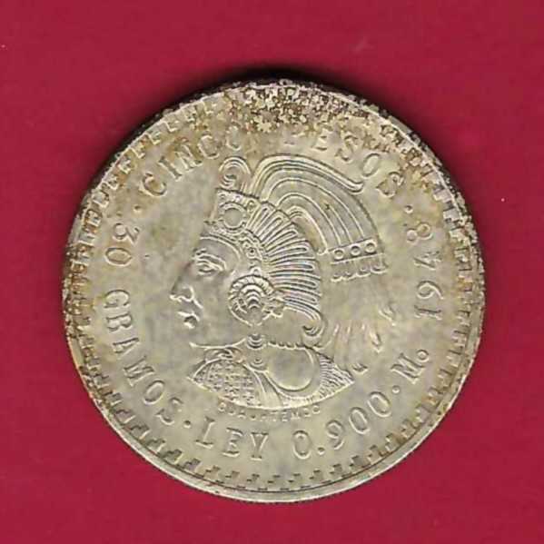  Mexico 5 Pesos 1948 Silber 30 g. Münzen und Goldankauf Golden Gate Frank Maurer AB007   