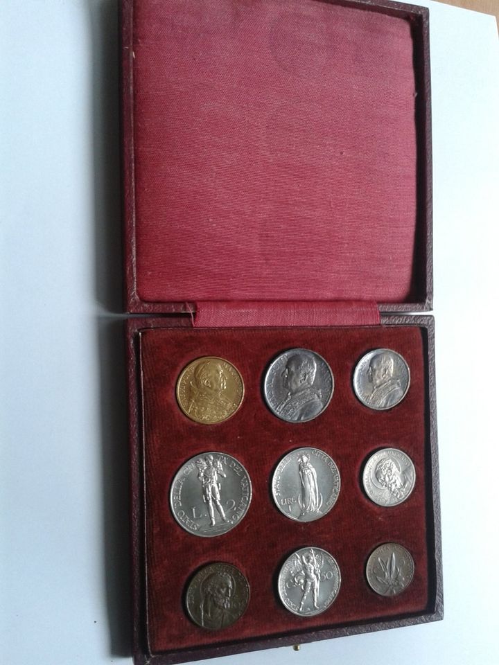  Original KMS 1929 mit 100 Lire 1929 Vatikan Gold Papst Pius XI. in Schatulle   
