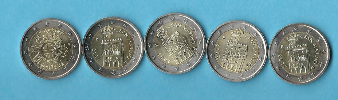  San Marino 5x 2 Euro  Münzen und Goldankauf Frank Maurer Koblenz AB 115   