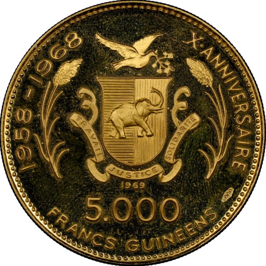  Guinea 5.000 Francs 1969 | NGC PF68 ULTRA CAMEO | XX. Olympiade München 1972 V2   