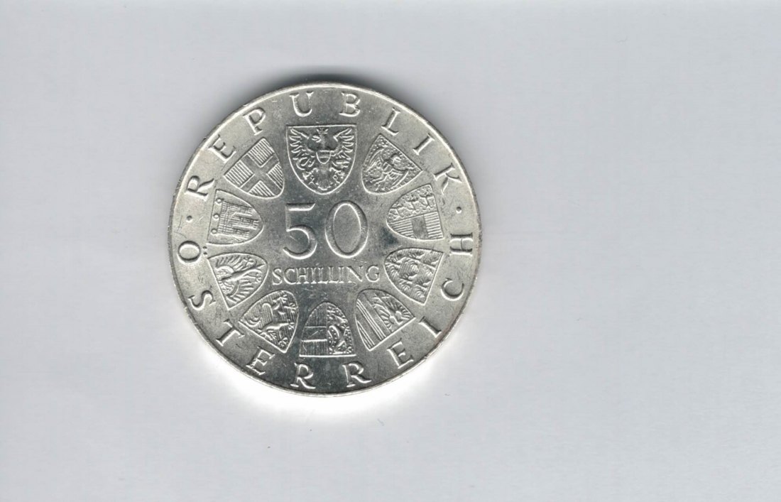  50 Schilling 1973 Bummerlhaus in Steyr 500 Jahre Österreich Spittalgold9800 Ag (4584/14)   