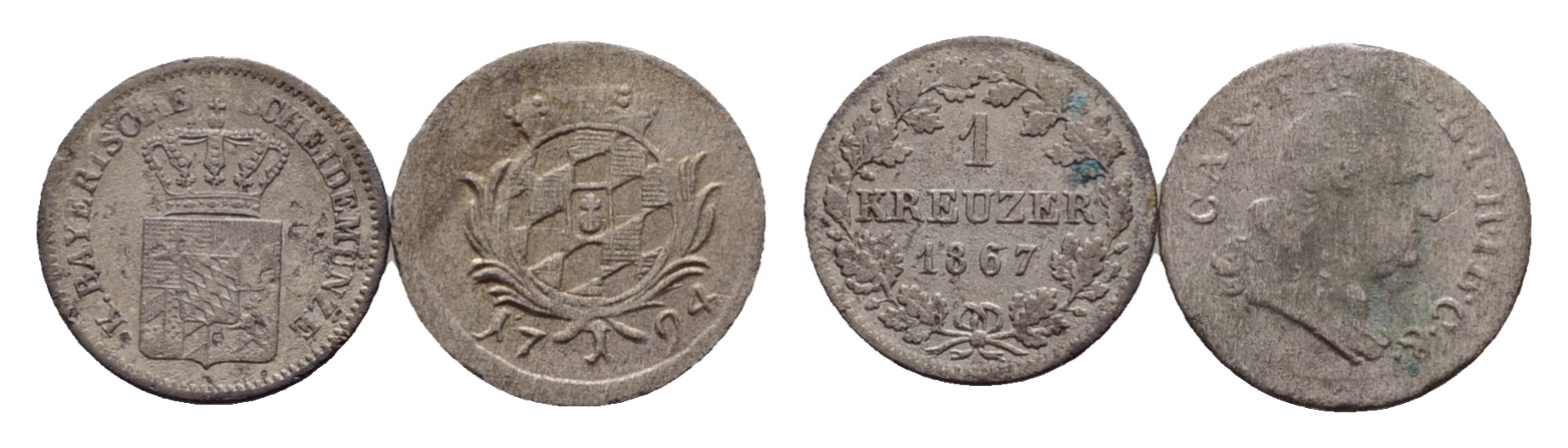  Altdeutschland, 2 Kleinmünzen 1867/1794   