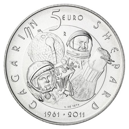  SAN MARINO - 5 Euro 2011 Gagarin/Shepard - 18 g Silber Sterling UNC   