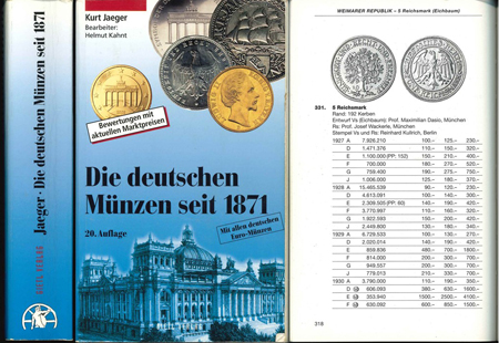  Jaeger; Die deutschen Münzen seit 1871; 20. Auflage; 849 Seiten, gebraucht   