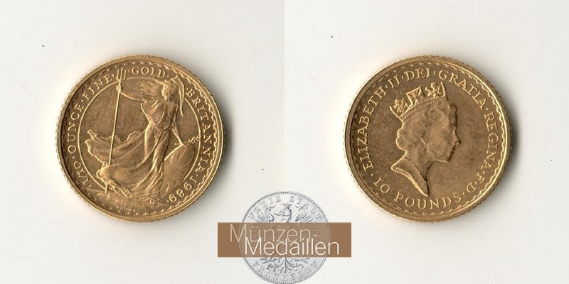 Grossbritannien MM-Frankfurt Feingold: 3,11g 10 Pounds - Britannia 1989 