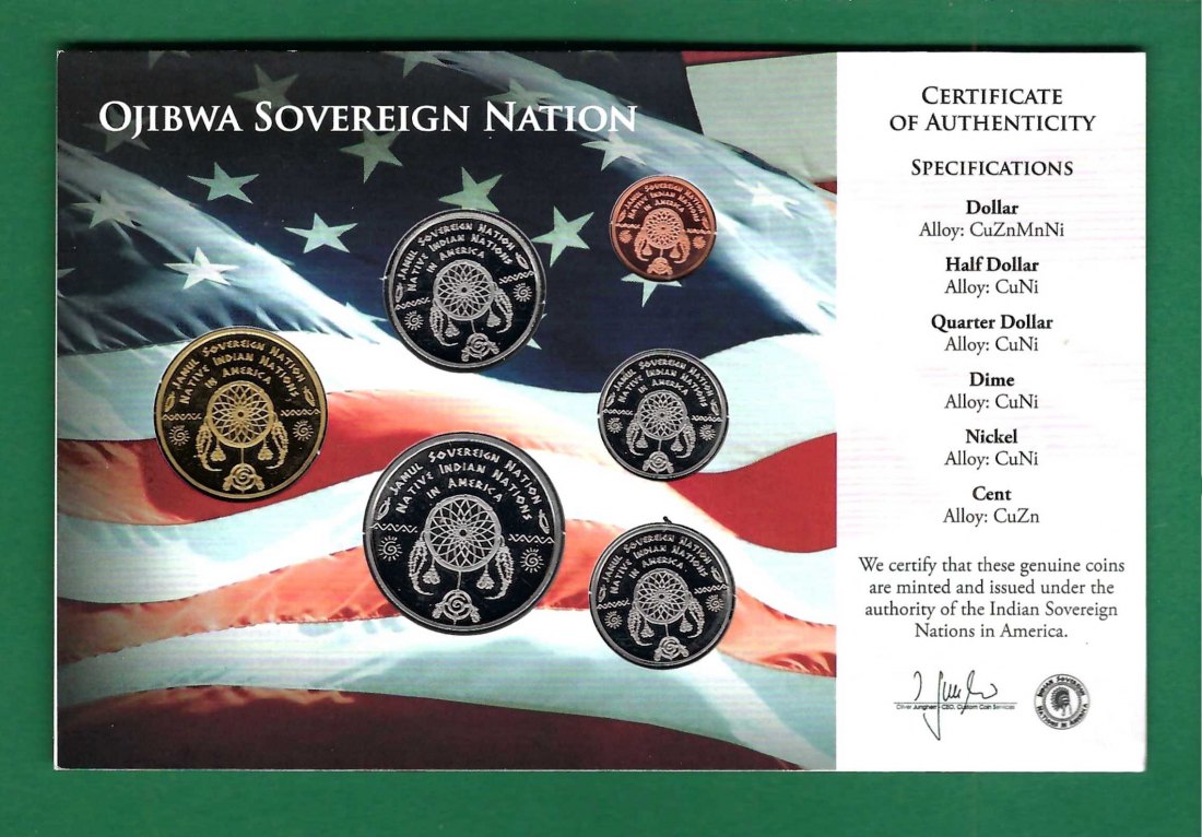  USA KMS Money of the Native American Nations 2020 Ojibwa Goldankauf Koblenz Maurer AB 308   