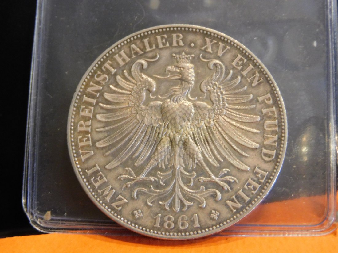  GERMANY 2 THALER 1861 FRANKFURT.GRADE-PLEASE SEE PHOTOS.   