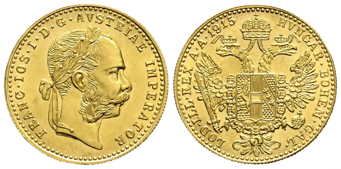 PEUS 1659 Österreich 3,44 g Feingold. Franz Joseph I. (1848 - 1916) 1 Dukat (off.NP) GOLD 1915 Stempelglanz