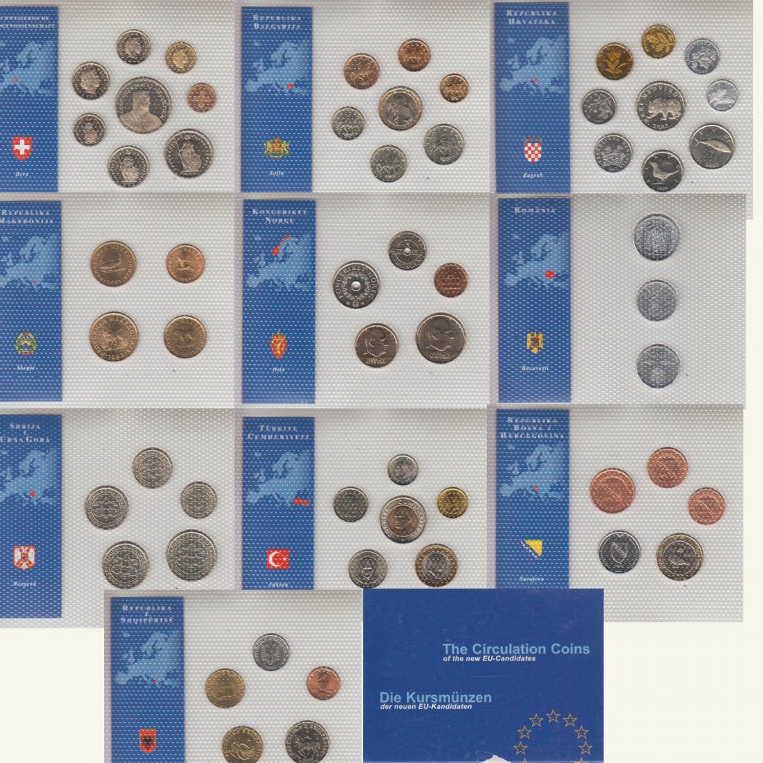 10 KMS *Die Kursmünzen der neuen EU-Kandidaten - Schweiz, Türkei, Kroatien, Romänien usw*   