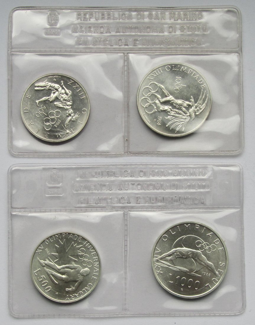  San Marino: Lot aus vier Silbermünzen, zusammen 42,8 g Feinsilber   